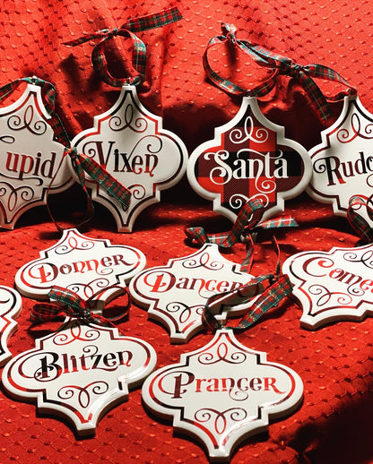 Santa's reindeer Arabesque ornaments